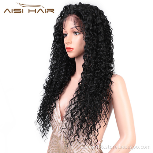 Afro Kinky Curly Wave Long Wavy Deep Wave Front Lace Natural Black Wig Lace Frontal Wig 13x6 Hair Wigs For Black Women